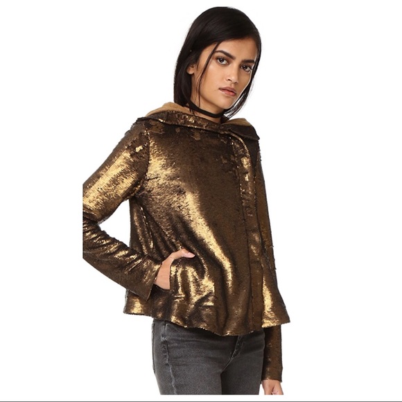 FREE PEOPLE SEQUIN HOODED JACKET - Picture 4 of 5